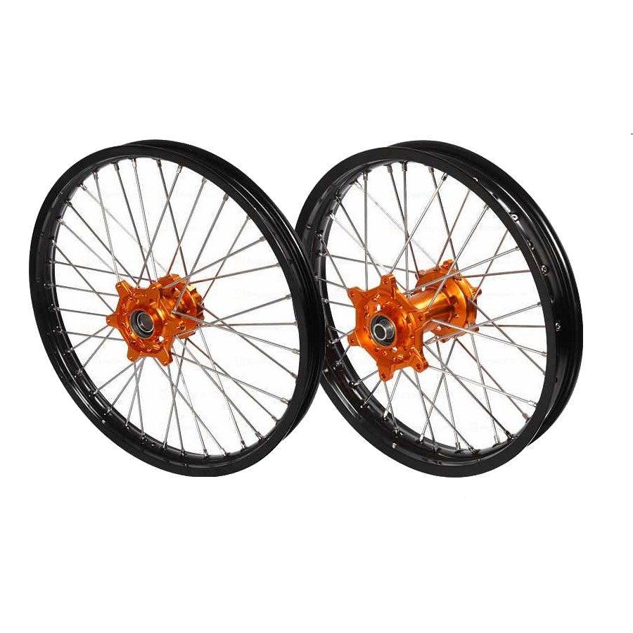 VMX Radsatz + Scheiben für KTM SX EXC 125 250 300 350 orange-schwarz 21″/18″