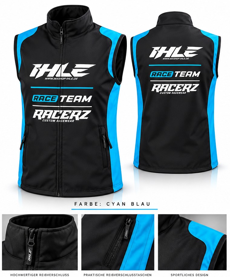 Ihle Enduro Weste Bodywarmer schwarz/cyan