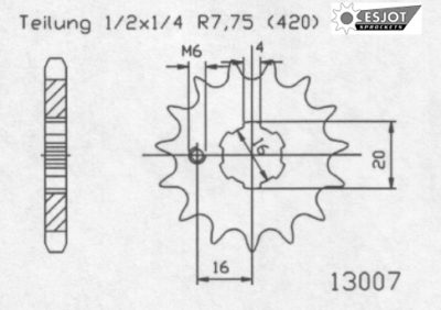 ZAP Motorritzel Ritzel vorn Kawasaki KX 65-85 13Z 420