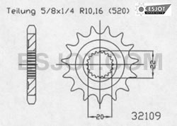 ZAP Motorritzel Ritzel vorn Yamaha YZF 250 01- / YZ 125 05- 14 Zähne
