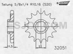ZAP Motorritzel Ritzel vorn für KTM LC4, 16 Zähne