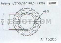 ArtZ-E5848-15203 ZAP Kettenrad für KTM SX 85, 48 Zähne