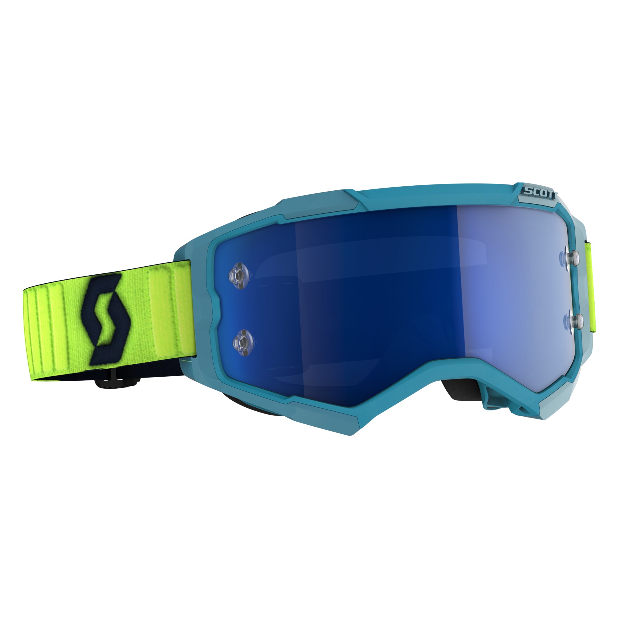 SCOTT Fury Teal Blue neon Yellow Electric Blue Chrome Works 
