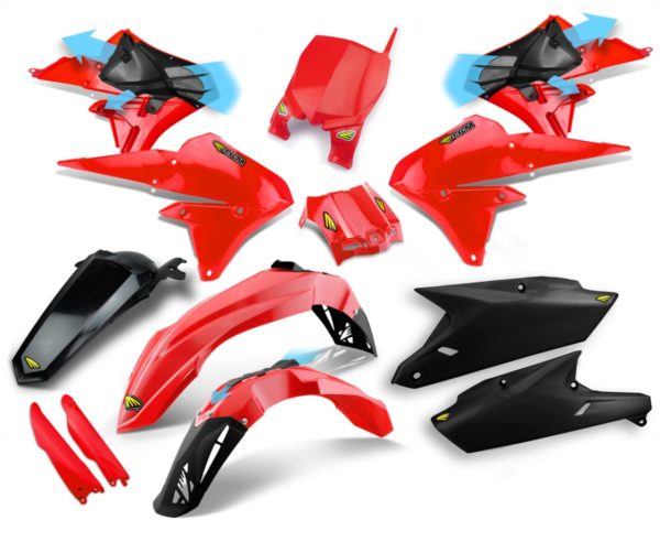 CYCRA POWERFLOW COMPLETE PLASTIKKIT YAMAHA YZF 250 450 14-17 BLACK RED