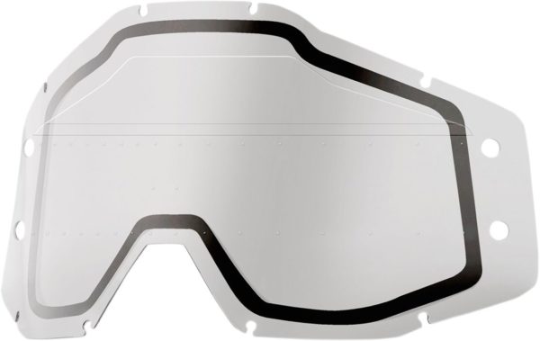100% CLEAR GLAS SONIC BUMPS DUAL REPLACEMENT LENS W/ MUD VISOR FOR 100% GOGGLES