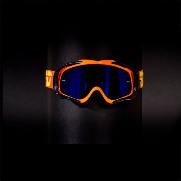 RED 112 Motocross Goggle Brille neon orange / blue Mirror Lens