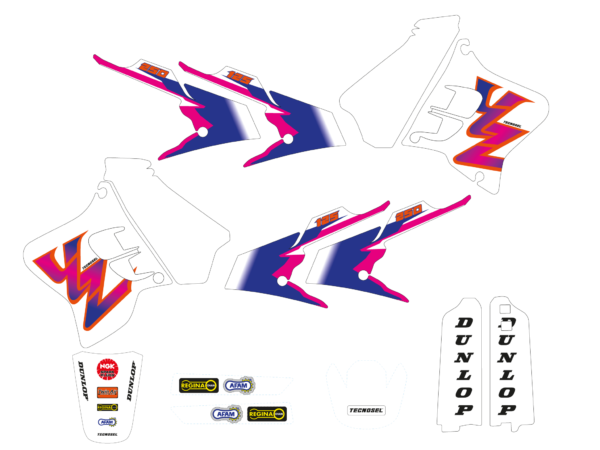 TECNOSEL GRAPHICS DEKORSATZ DEKOR KIT RETRO YAMAHA YZ 125 250 TEAM 93