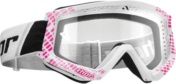 THOR BRILLE GOGGLE COMPAT CAP OFFROAD MOTOCROSS PINK/WHITE
