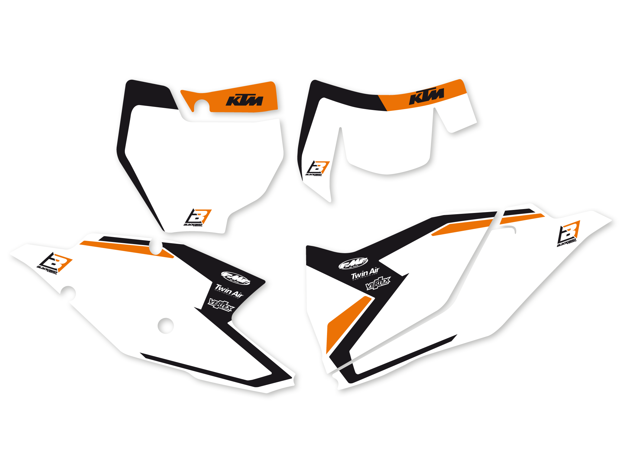 BLACKBIRD PRECUT Nummernuntergrund Nummernfolien für KTM SX SXF 125 250 350 16-18 / EXC 17-19