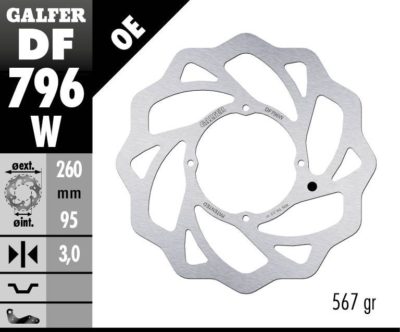 GALFER BRAKE DISC BREMSSCHEIBE FIXED WAVE 260MM VORN für KTM FREERIDE 250 12-20