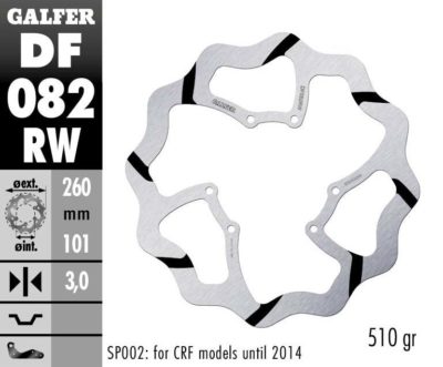 GALFER BRAKE DISC BREMSSCHEIBE FIXED WAVE GR 260MM HONDA CR 125 250 98-07 CRF 450 02-21