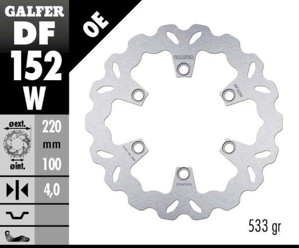 GALFER BRAKE DISC BREMSSCHEIBE FIXED WAVE 220MM KAWASAKI KDX 125 250 90-02