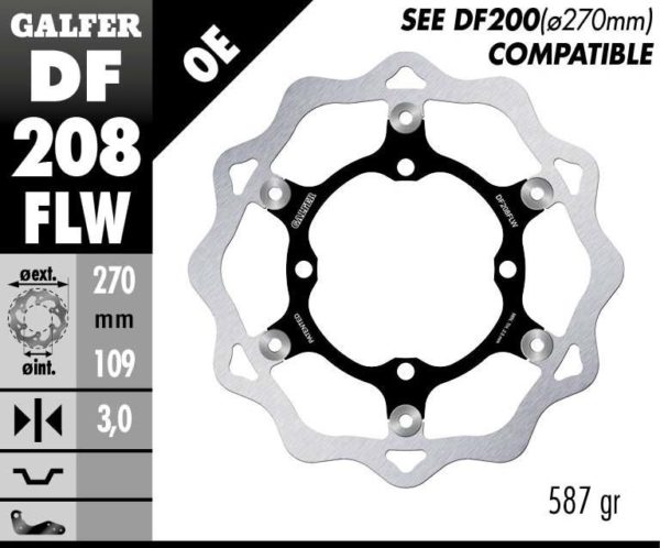 GALFER BRAKE DISC BREMSSCHEIBE FLOAT WAVE 270MM KAWASAKI KXF 250 450 15-19