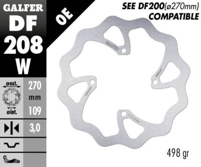 GALFER BRAKE DISC BREMSSCHEIBE FIXED WAVE 270MM KAWASAKI KXF 250 450 15-19