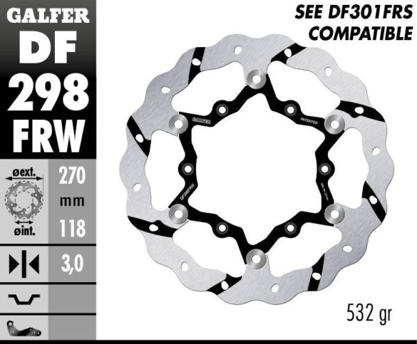 GALFER BRAKE DISC BREMSSCHEIBE FLOAT WAVE GR 270MM YAMAHA YZ 250F 450F 16-17