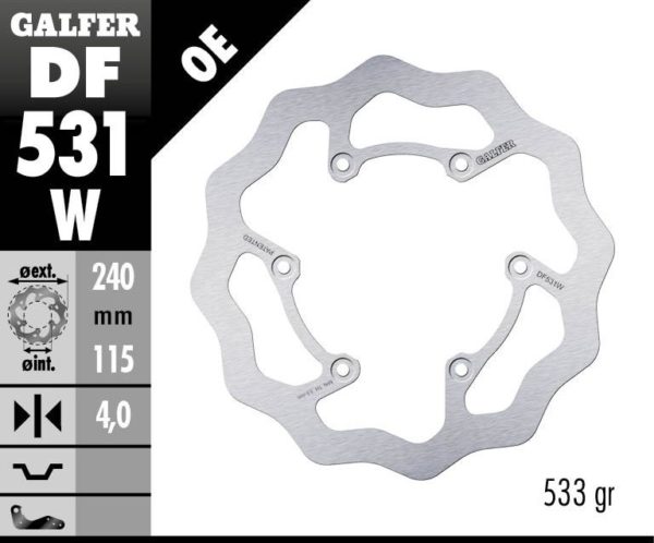 GALFER BRAKE DISC BREMSSCHEIBE FIXED WAVE 240MM YAMAHA YZ 450F 18-19