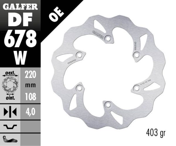 GALFER BRAKE DISC BREMSSCHEIBE FIXED WAVE 220MM GAS GAS EC MC 125 200 250 300 01-15