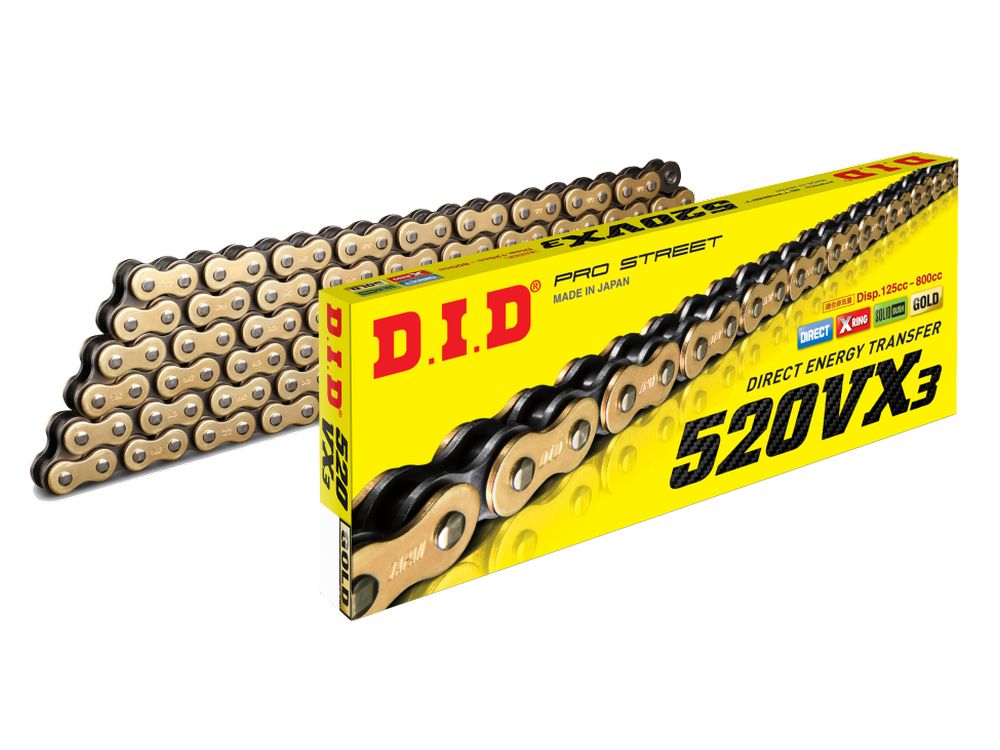 DID 520 VX3 Kette (118G) gold/black, Zugfestigkeit 3720kg